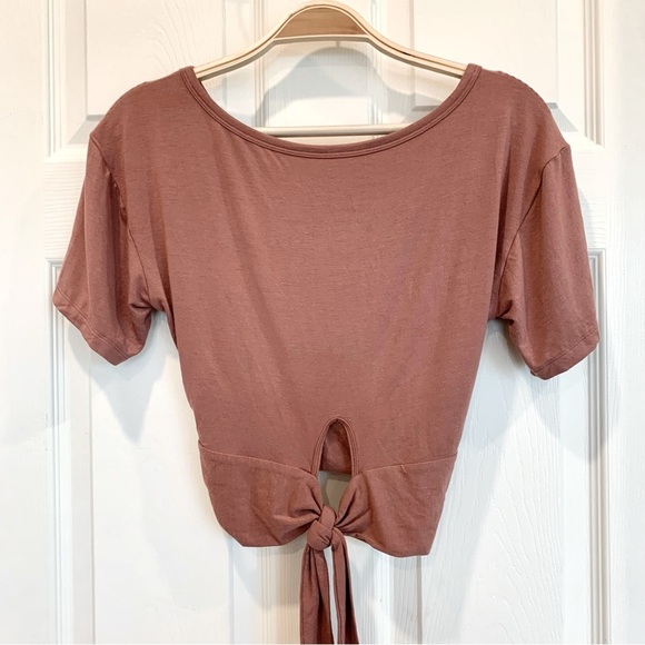 NWOT Victoria’s Secret VS Dusty Rose Pink Modal Twist-Tie Short Sleeves Tee - Picture 7 of 11